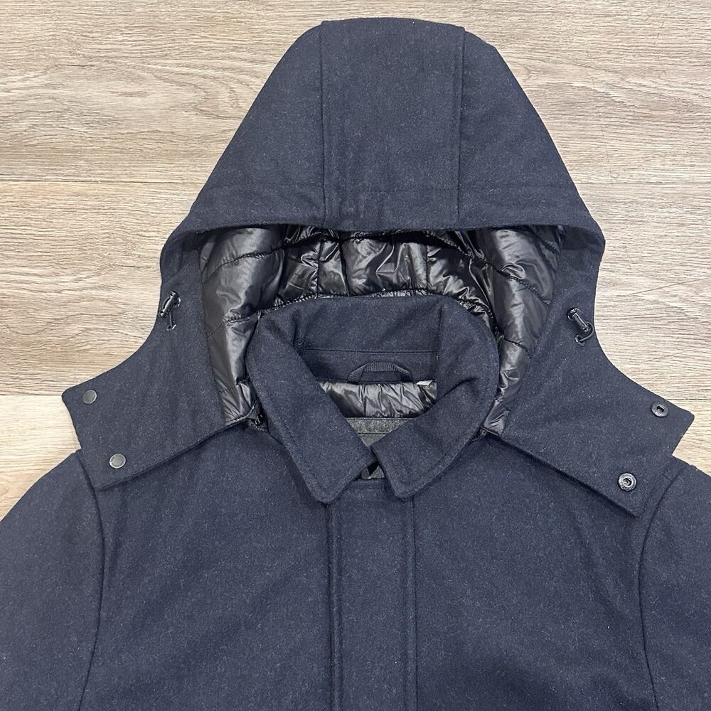 Calvin Klein Men’s Med Wool Duffle Navy Coat Jacket Removable Hood EUC - Picture 8 of 16